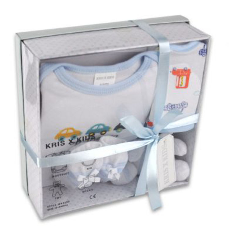 Picture of GP3195B-02965-New Baby Boys Blue Boxed Gift 4 Set - Cars 0-3